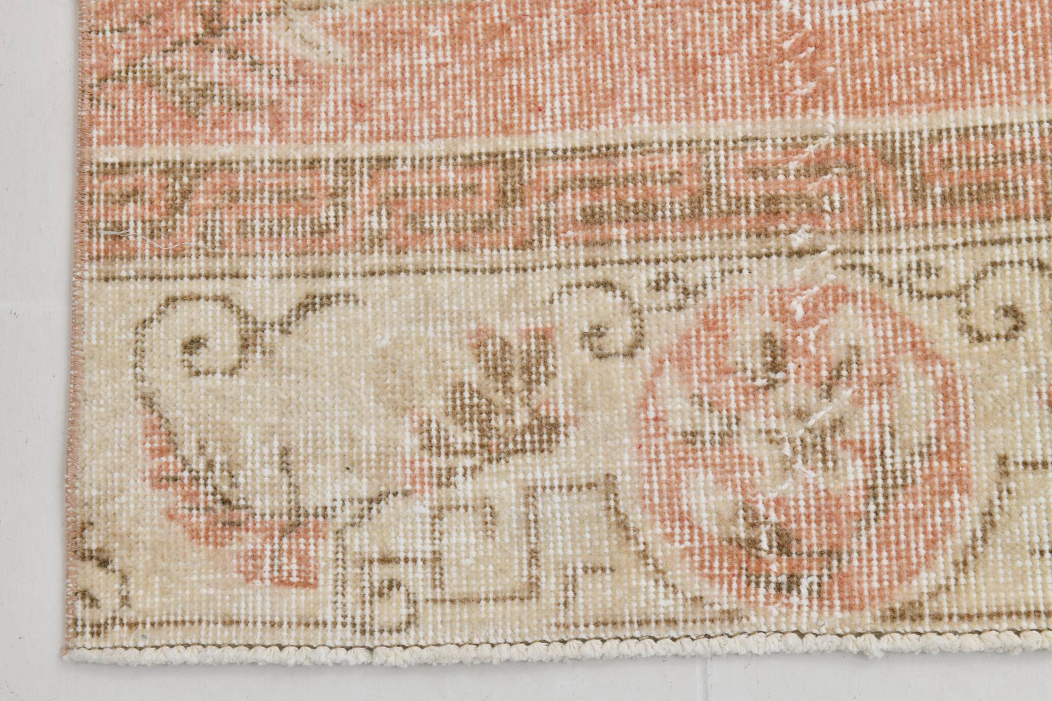 Pale Red & Beige Turkish Runner Rug, 71x301Cm