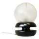 Petite lampe de table en bois noir avec globe en verre dépoli