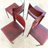 Lot de 4 chaises Matteo Grassi cuir rouge