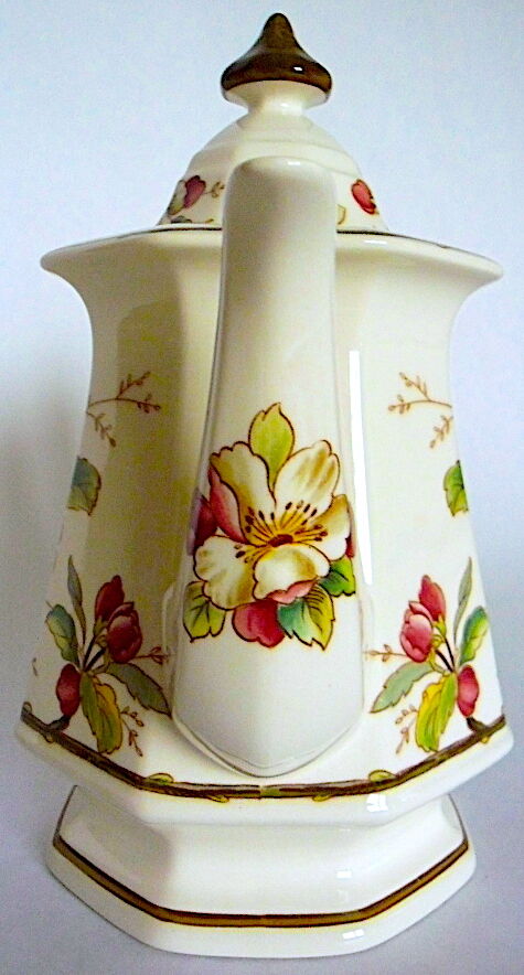 Coffee maker in earthenware decorated with hawthorn flowers, from the house Villeroy--Boch, model "Portobello"