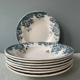 Series of 8 Marie-Louise soup plates, Moulin des Loups and Hamage