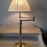 Large golden brass lamp with a movable arm - adjustable desk lamp