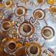 Art Deco Davidson "Cloud Glass" amber centrepiece bowl – vintage English flower holder