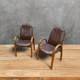 Paire de fauteuils des années 70 style bow wood