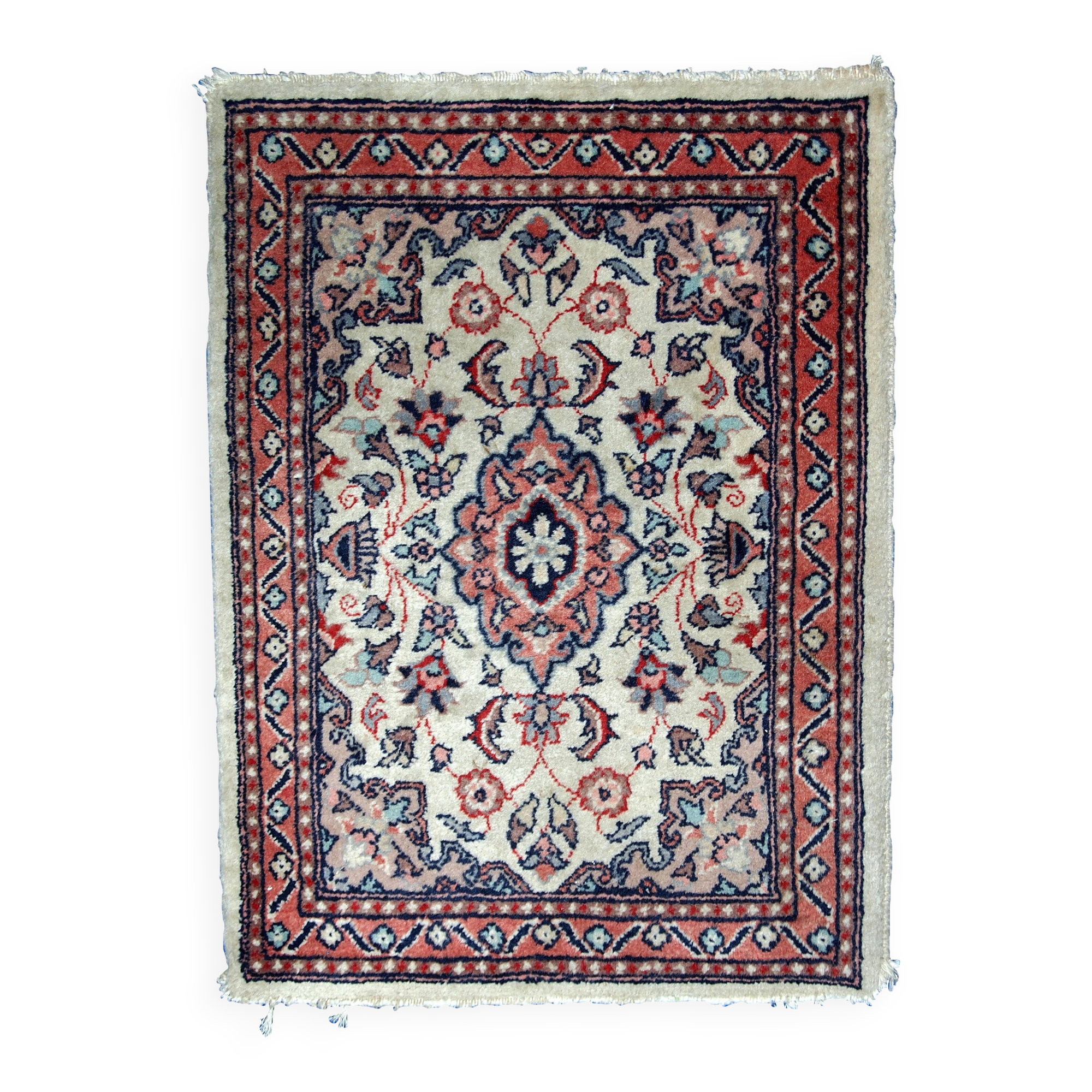 Tapis Vintage Indo-Tabriz en Laine, Années 1970, Élégance Florale