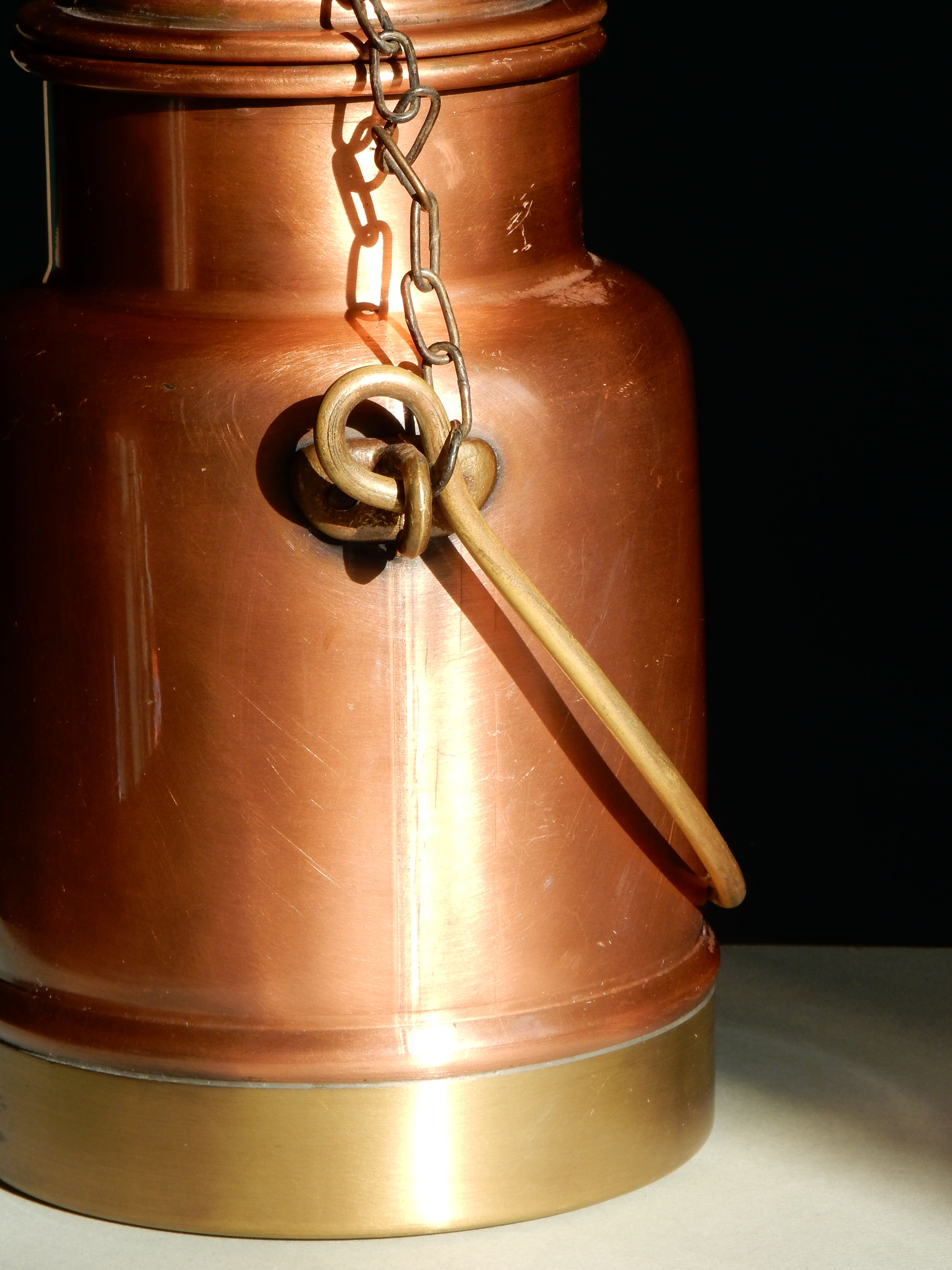 Copper and brass milk pot