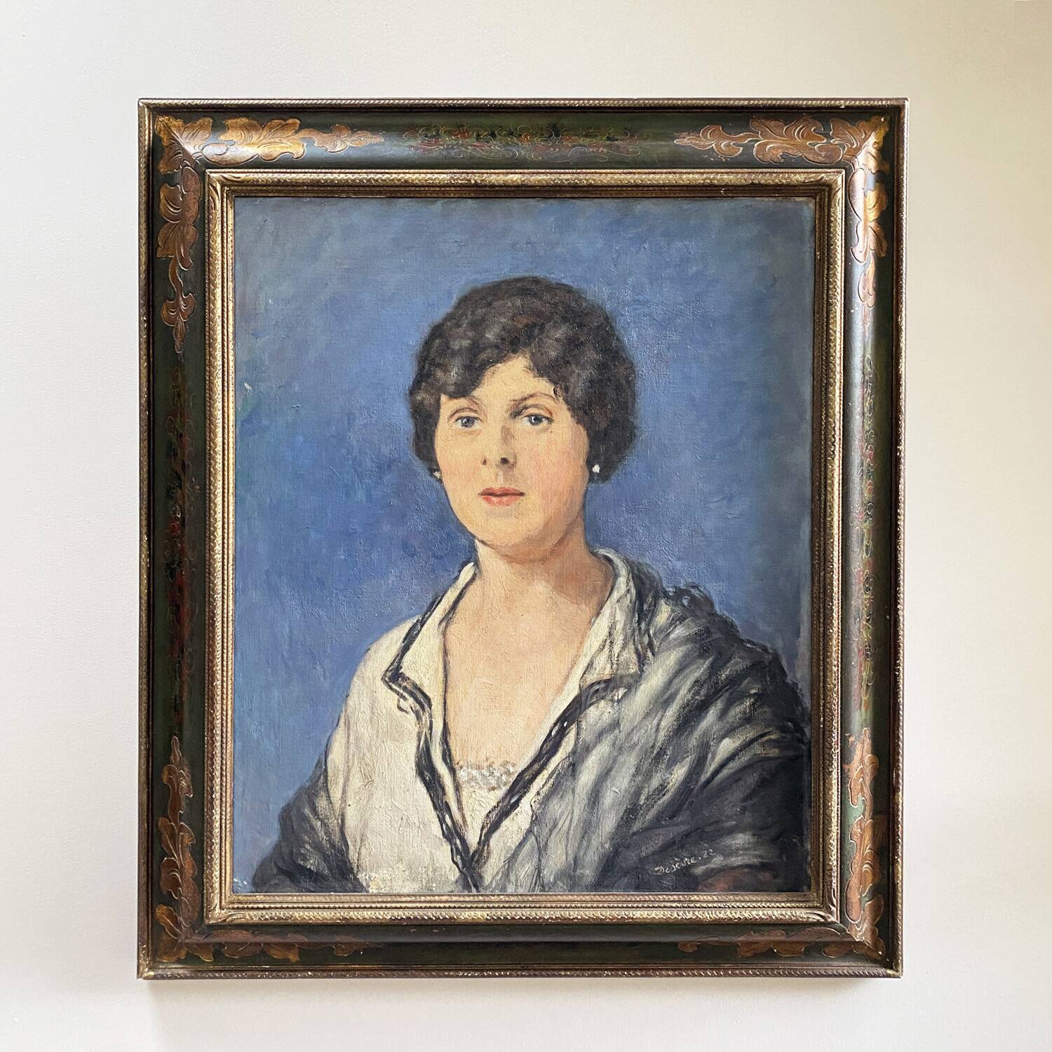 Large 1922 painting "Such a sweet face" signed Desèvre