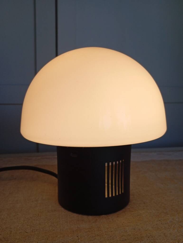 1960s glass and metal mushroom lamp