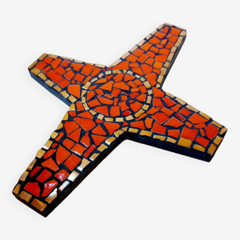 Croix vintage mosaïque céramique