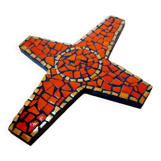 Croix vintage mosaïque céramique
