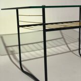 Vintage coffee table 1960 - scoubidou, black tubular metal and glass top