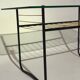 Vintage coffee table 1960 - scoubidou, black tubular metal and glass top