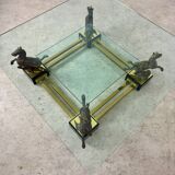 Old brass and gilded bronze table horses design from the 70s vintage Horses