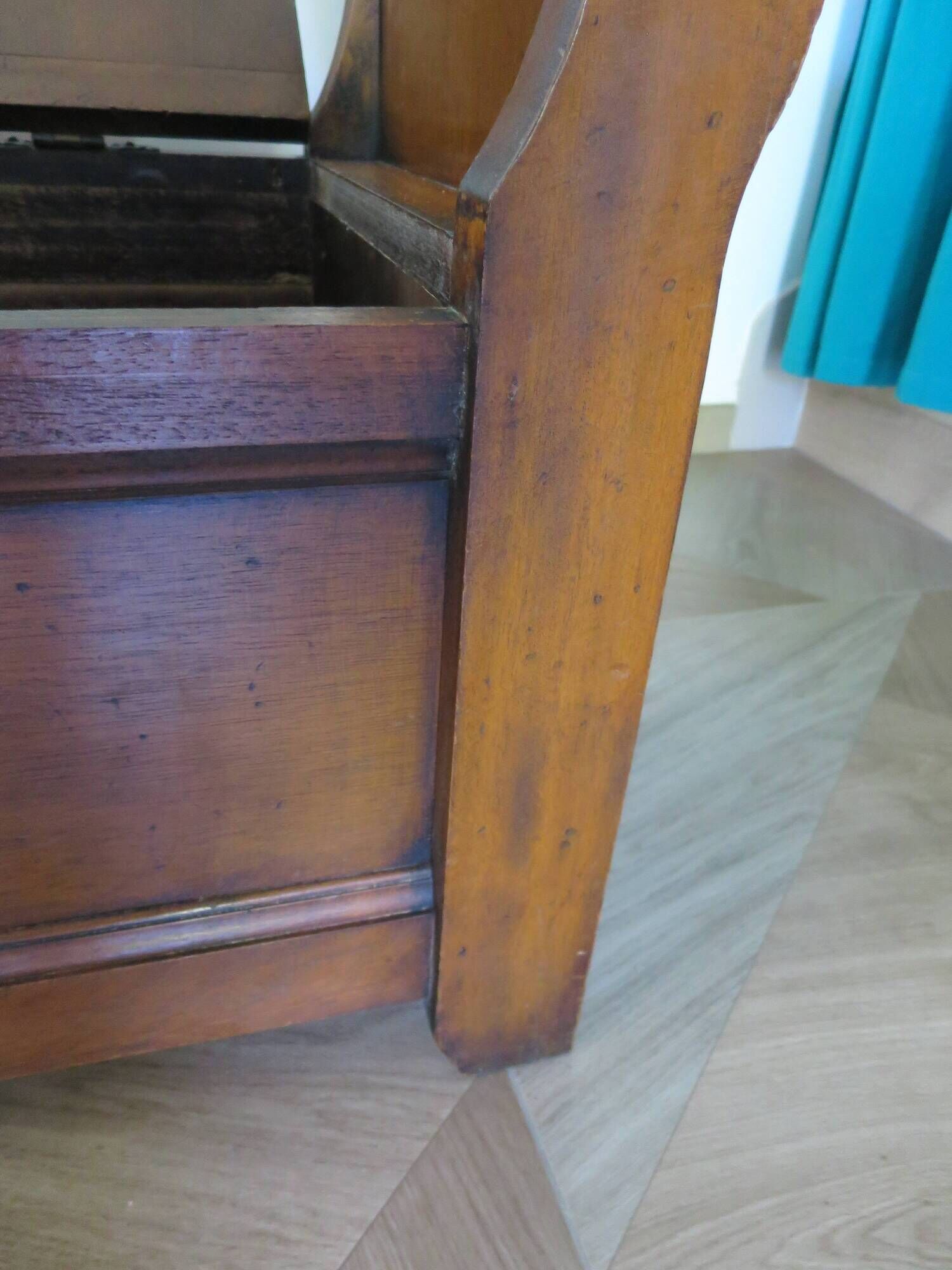 Rare entrance bench - Old chest bench - toy chest - oak color