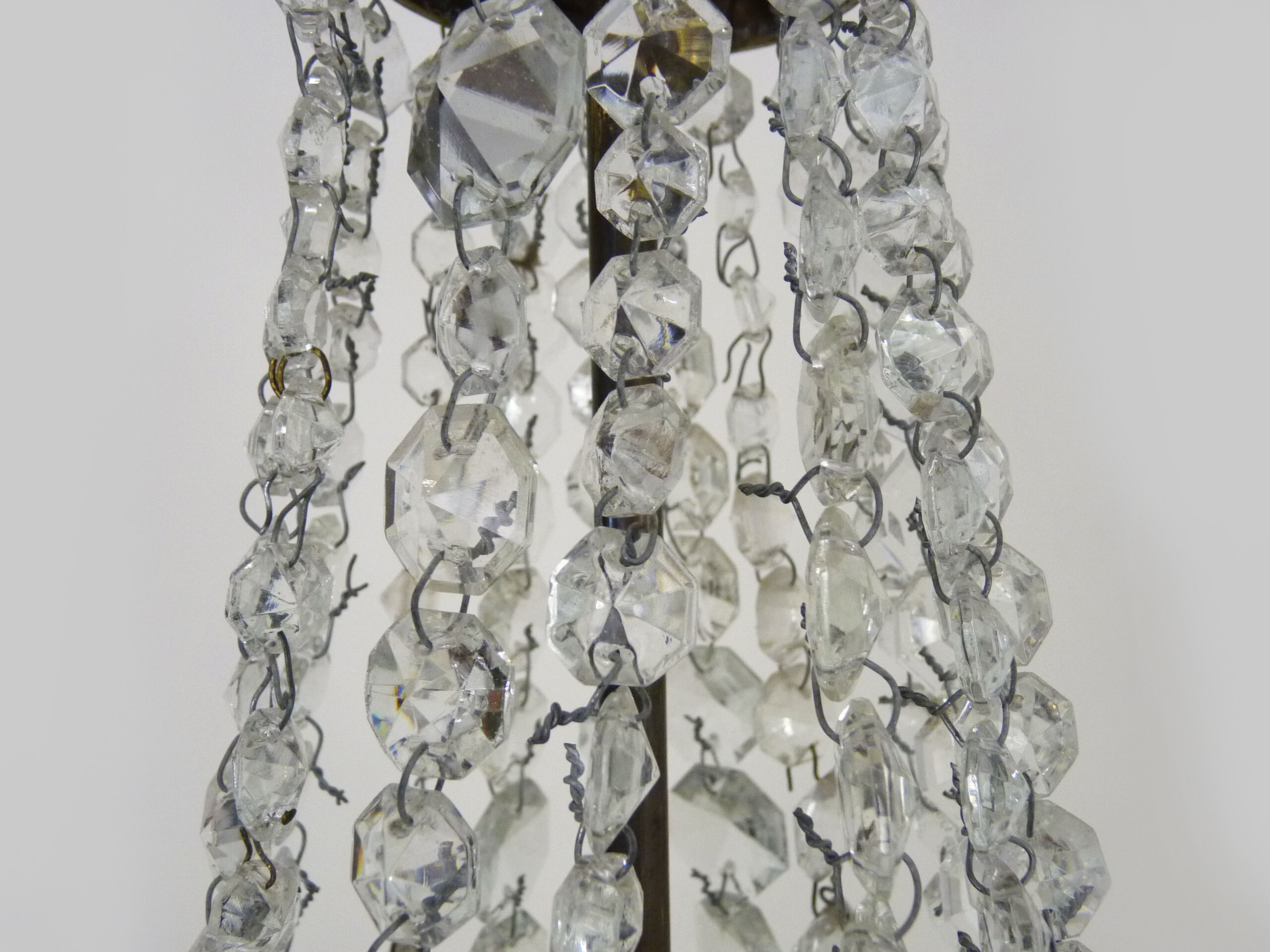 Old hot air balloon chandelier, glass grapevines