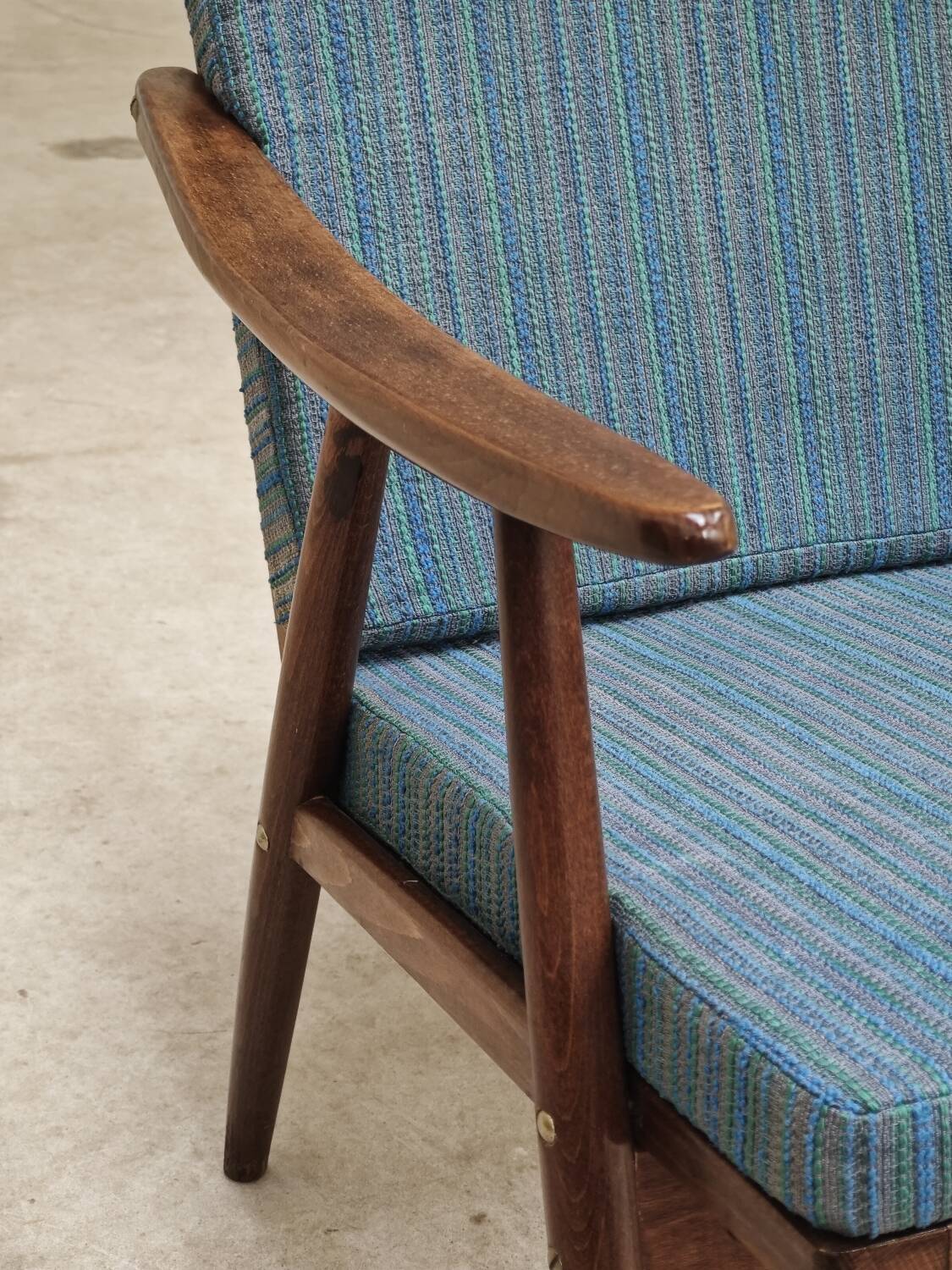 Pair of blue boomerang armchairs by Antonin Suman for Ton (Thonet) 1960