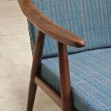 Pair of blue boomerang armchairs by Antonin Suman for Ton (Thonet) 1960