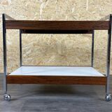 60s 70s serving trolley dinette made of teak & chrome Danish Modern Design