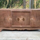 Buffet enfilade art déco 4 portes rénové en bois de chêne brut 200cm