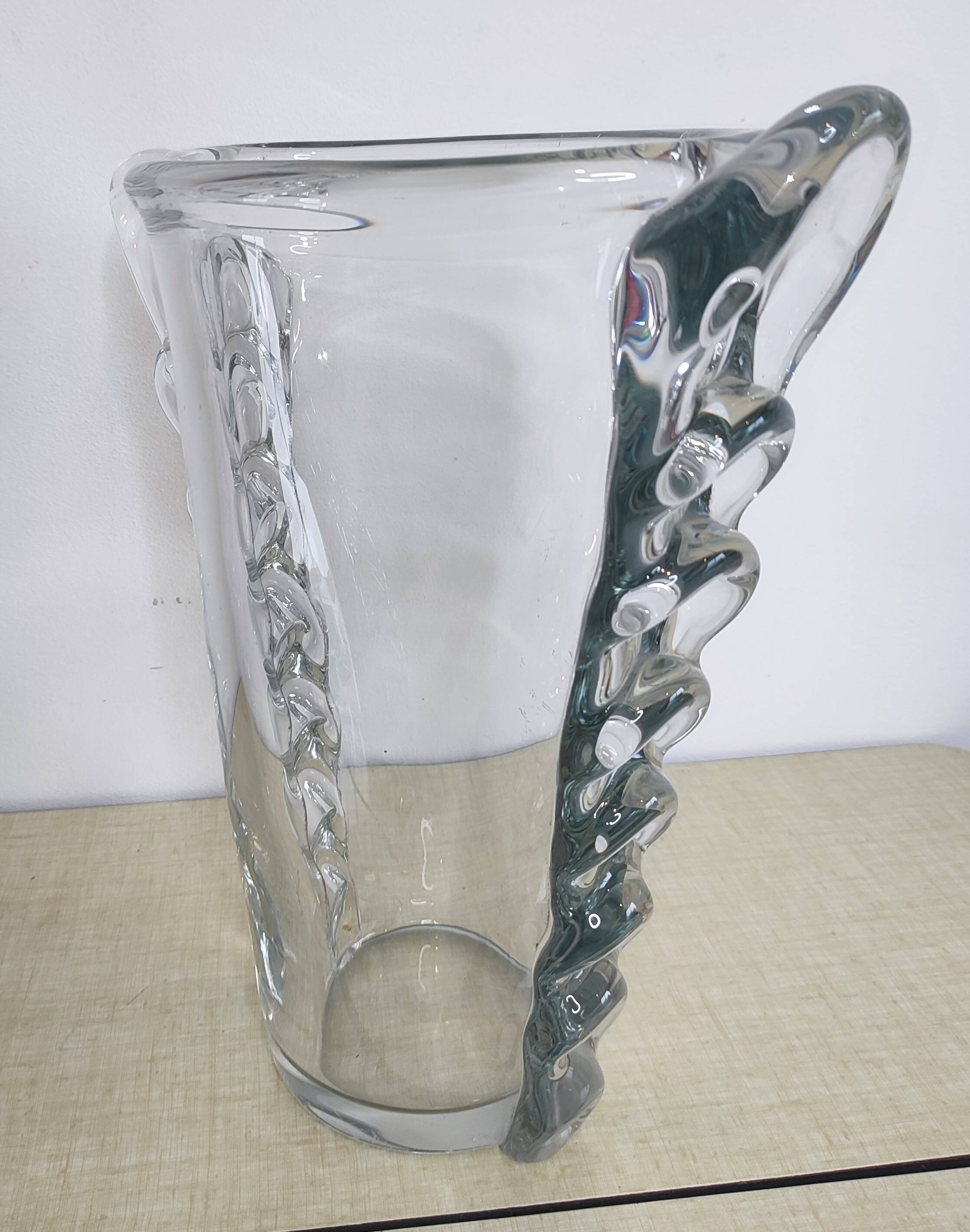 Large oval crystal vase