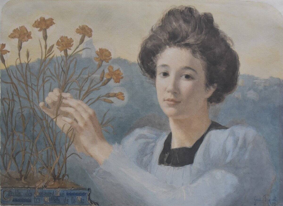 Gustave Riquet (1866-1938) The Carnations of Life, 1898 Watercolour Signed