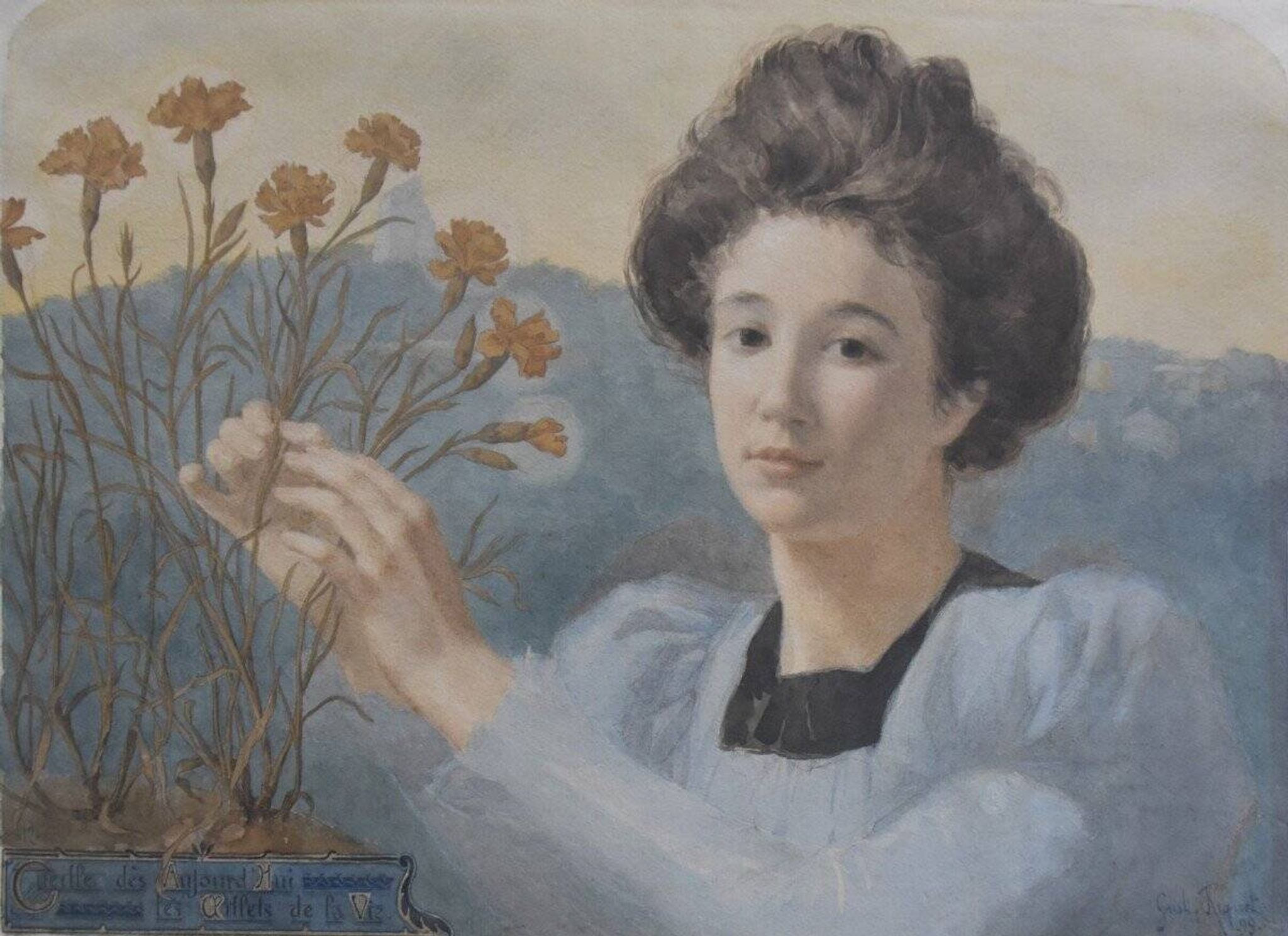 Gustave Riquet (1866-1938) The Carnations of Life, 1898 Watercolour Signed