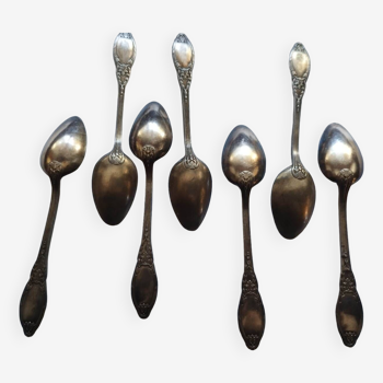 Set of 7 small silver metal spoons