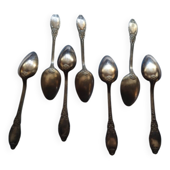 Set of 7 small silver metal spoons