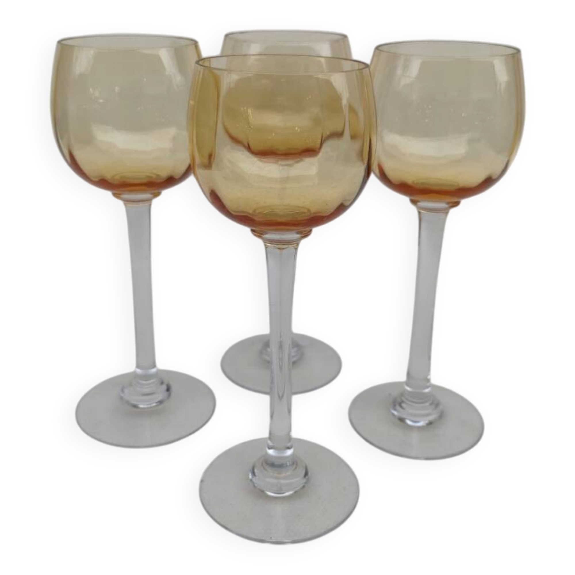 4 amber crystal glasses, first half of the 20th century.