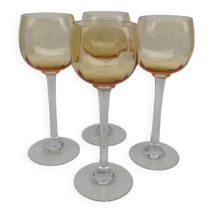 4 verres en cristal ambré,