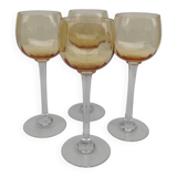 4 amber crystal glasses, first half of the 20th century.