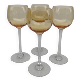 4 verres en cristal ambré, première moitié du XXème siècle
