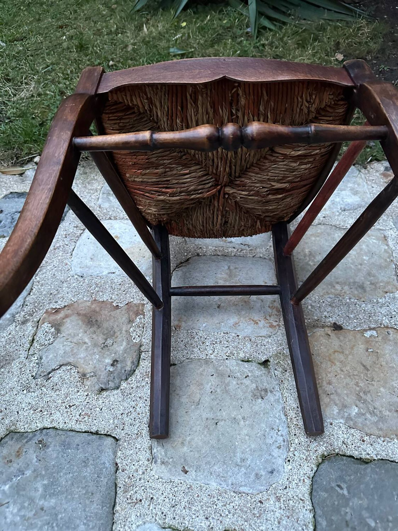 Pair of antique straw-seated chairs