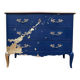 Louis XV Commode Style – Royal Blue Lacquer & Gold Leaf – Unique Model