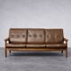 Vintage Mid-Century Danish Modern 3-Seater Brown Leather Sofa by Georg Thams