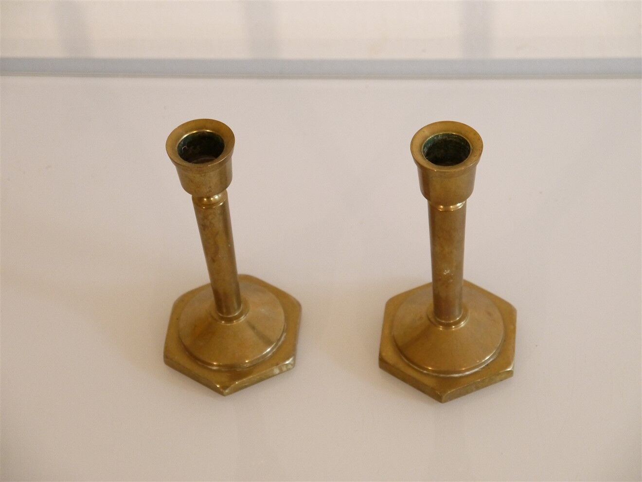 Pair of Scandinavian brass candle holders