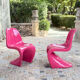 Pair of S-shaped chairs in fuchsia fibreglass – Space Age style