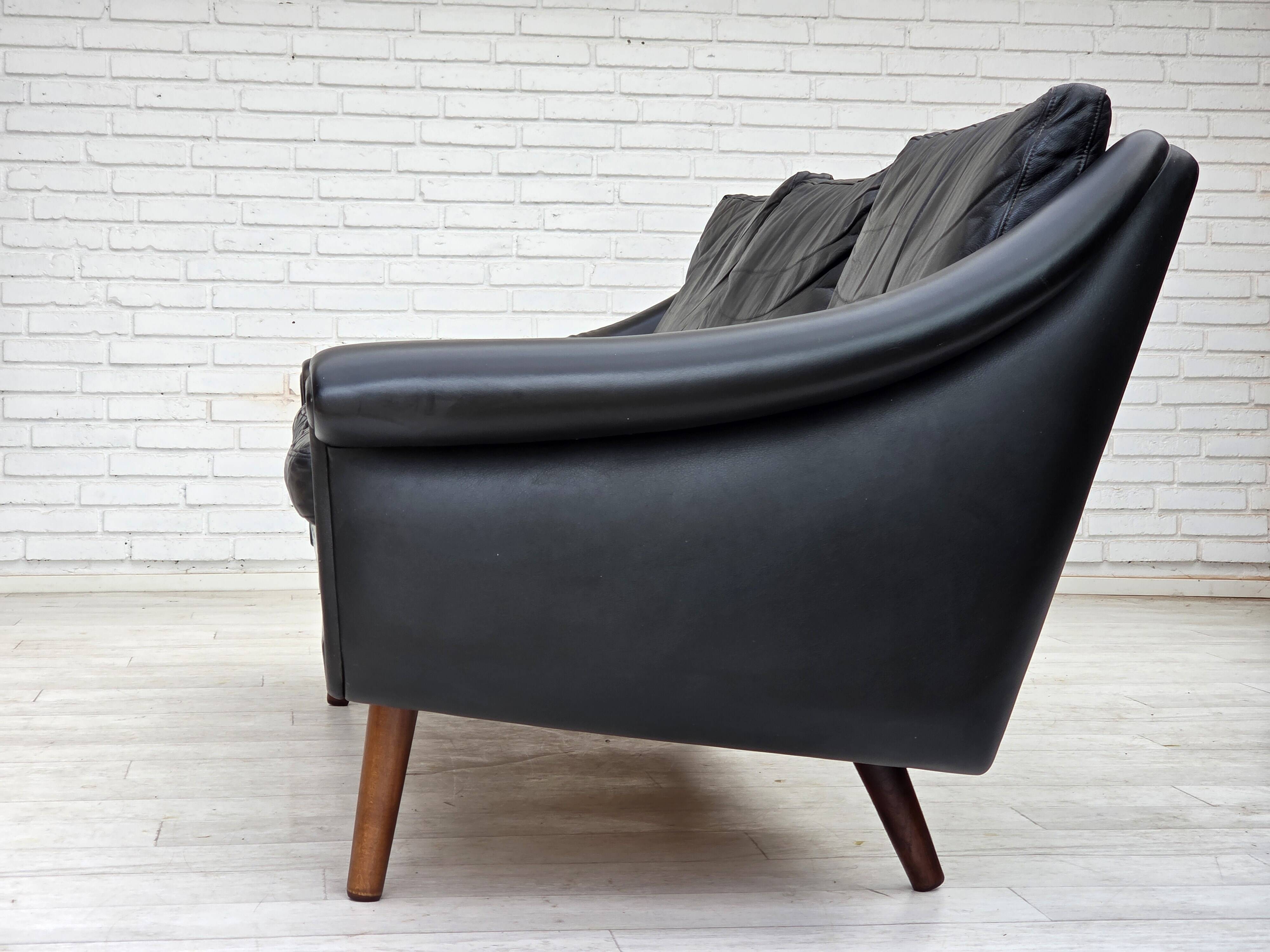 1960s, Danish design by Aage Christensen, 3-seater sofa, leather.