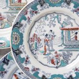 12 plates with large dish, Boch Frères Canton
