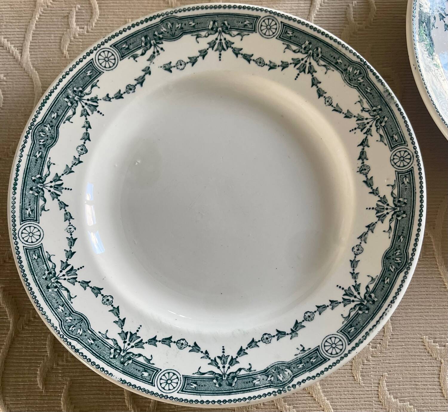 5 antique ironstone plates from Moulin des Loups.