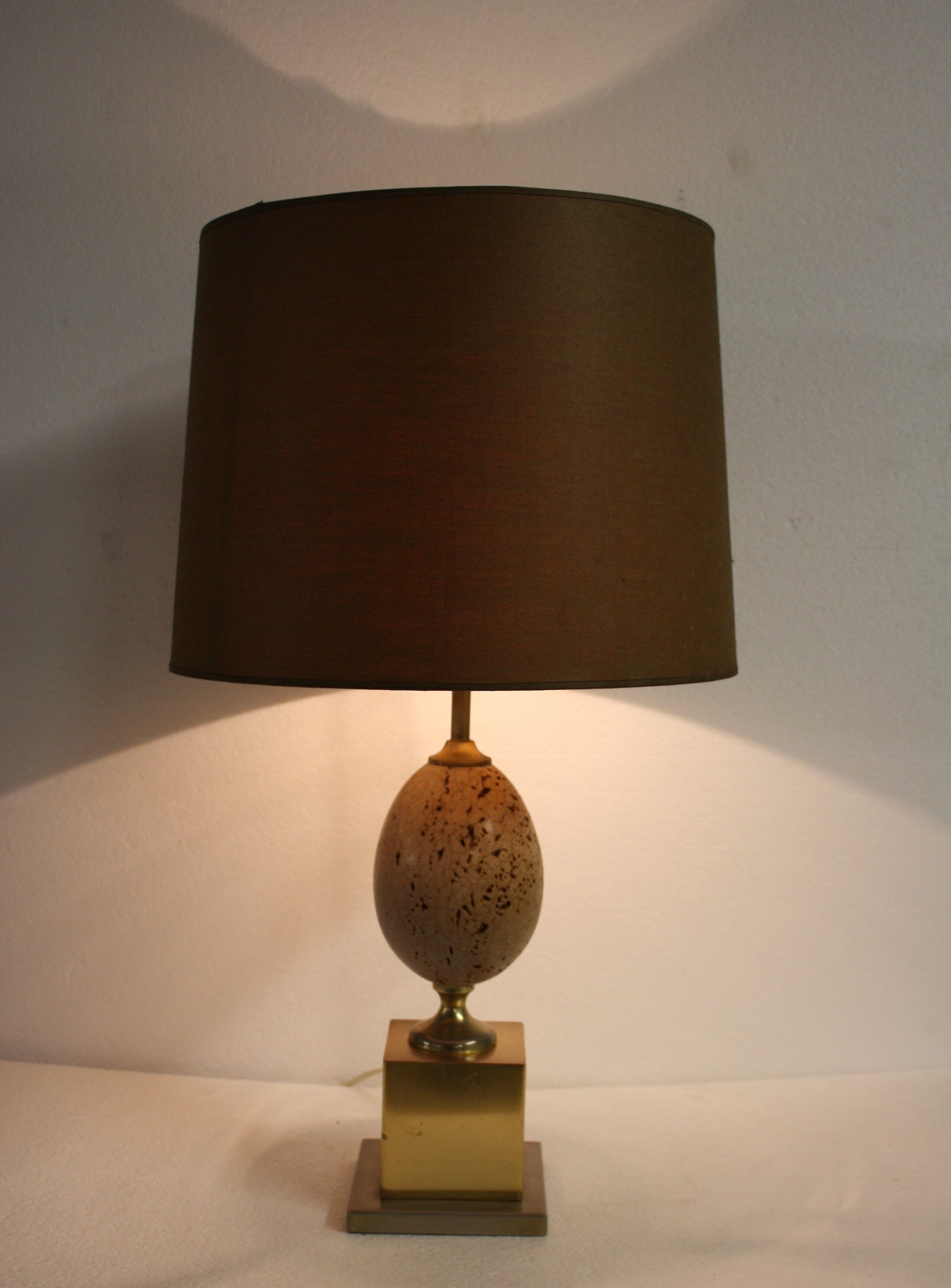 Pair of ostrich egg table lamps, 1960