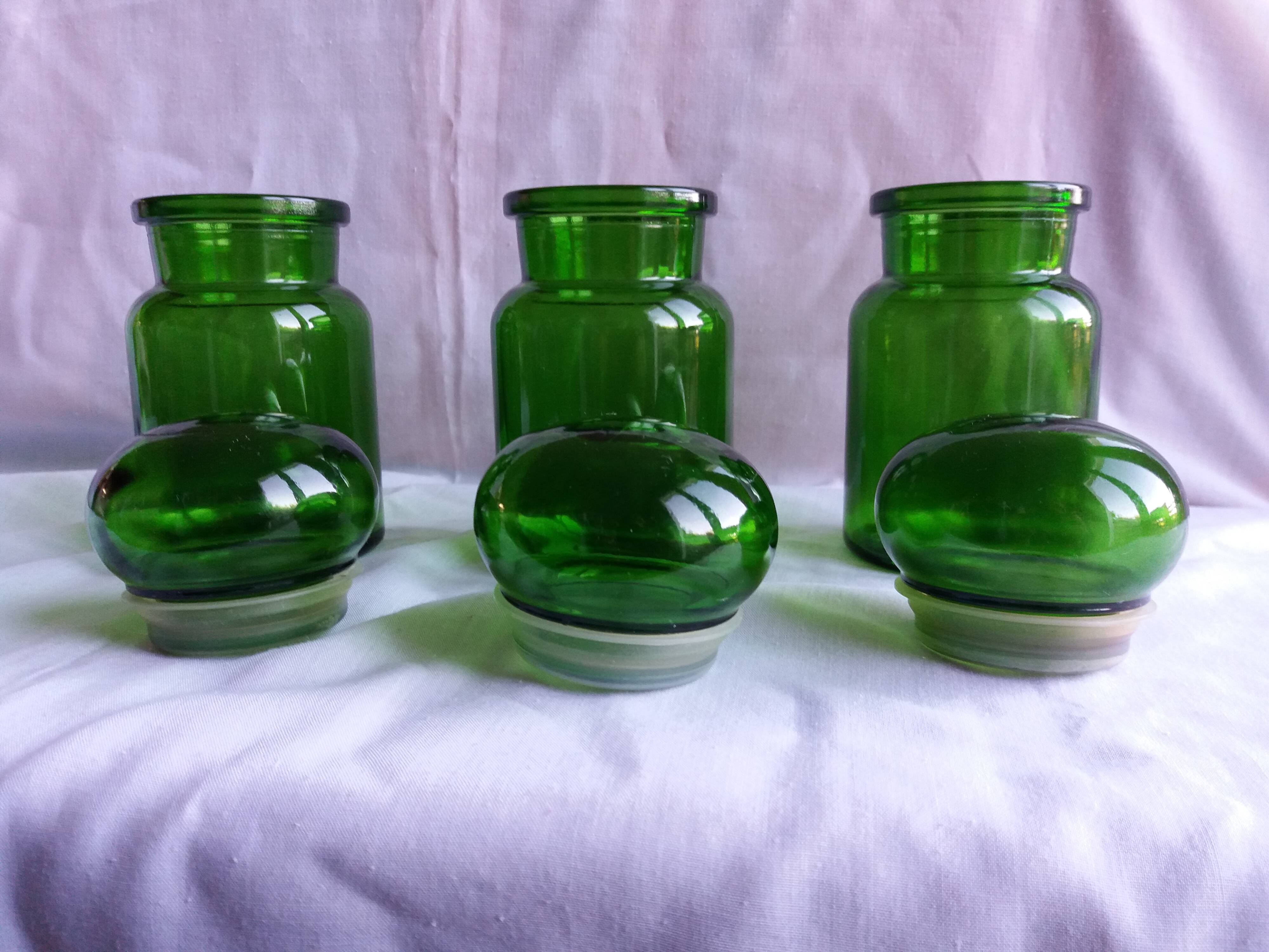 Apothecary bottles green glass jar