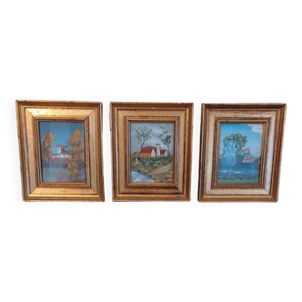 3 hand-painted paintings