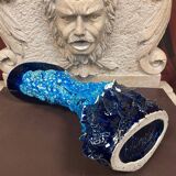 Large ceramic vase fatlava sea foam signed Vallauris