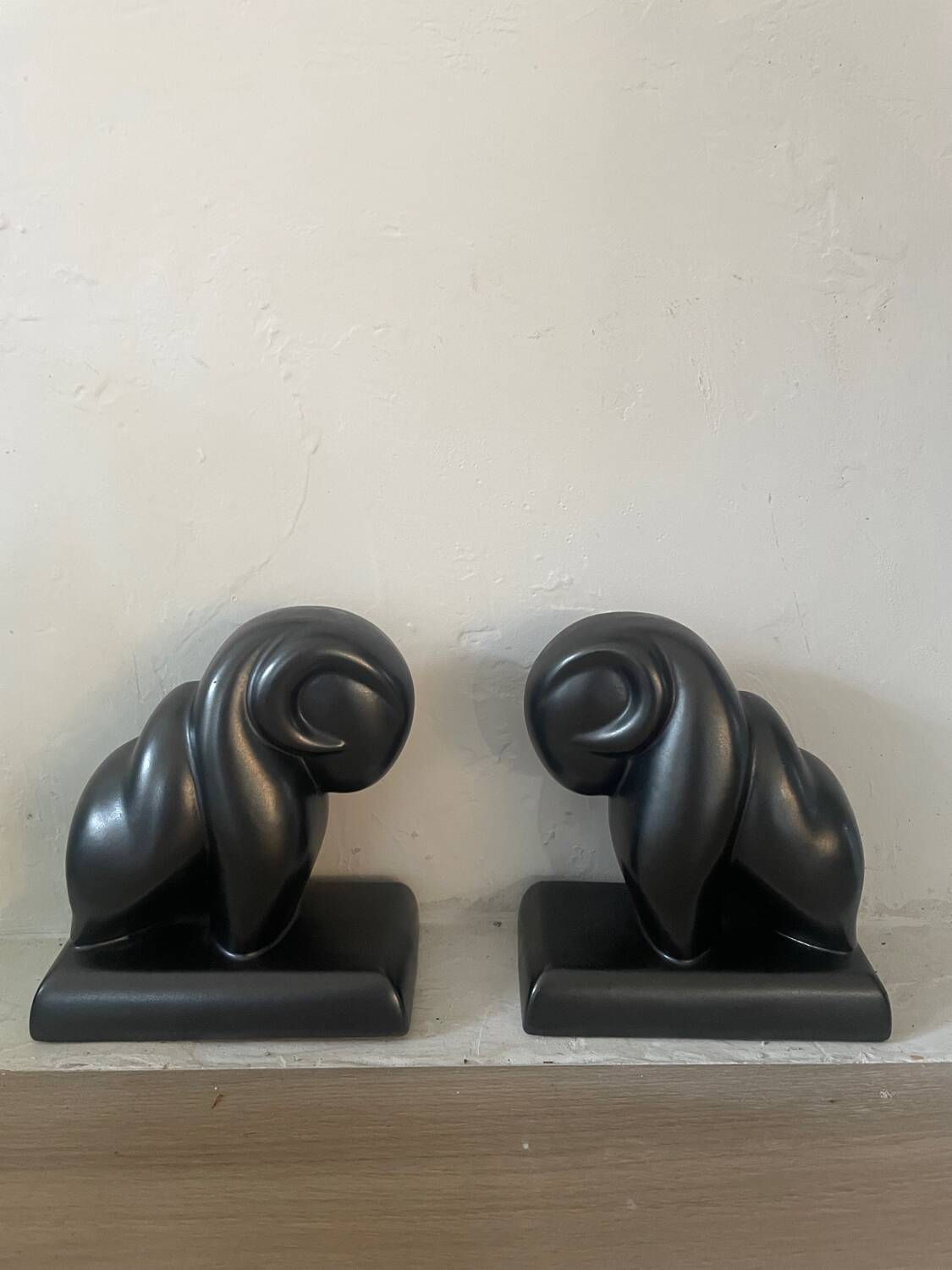 Pair of CAB Art Deco Ceramic Ram Bookends