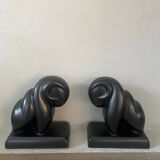 Pair of CAB Art Deco Ceramic Ram Bookends