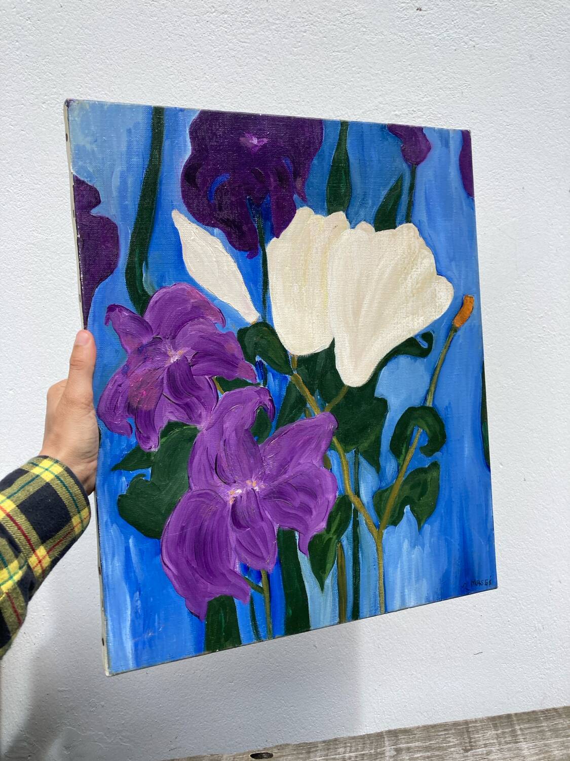 Painting, oil on canvas flowers