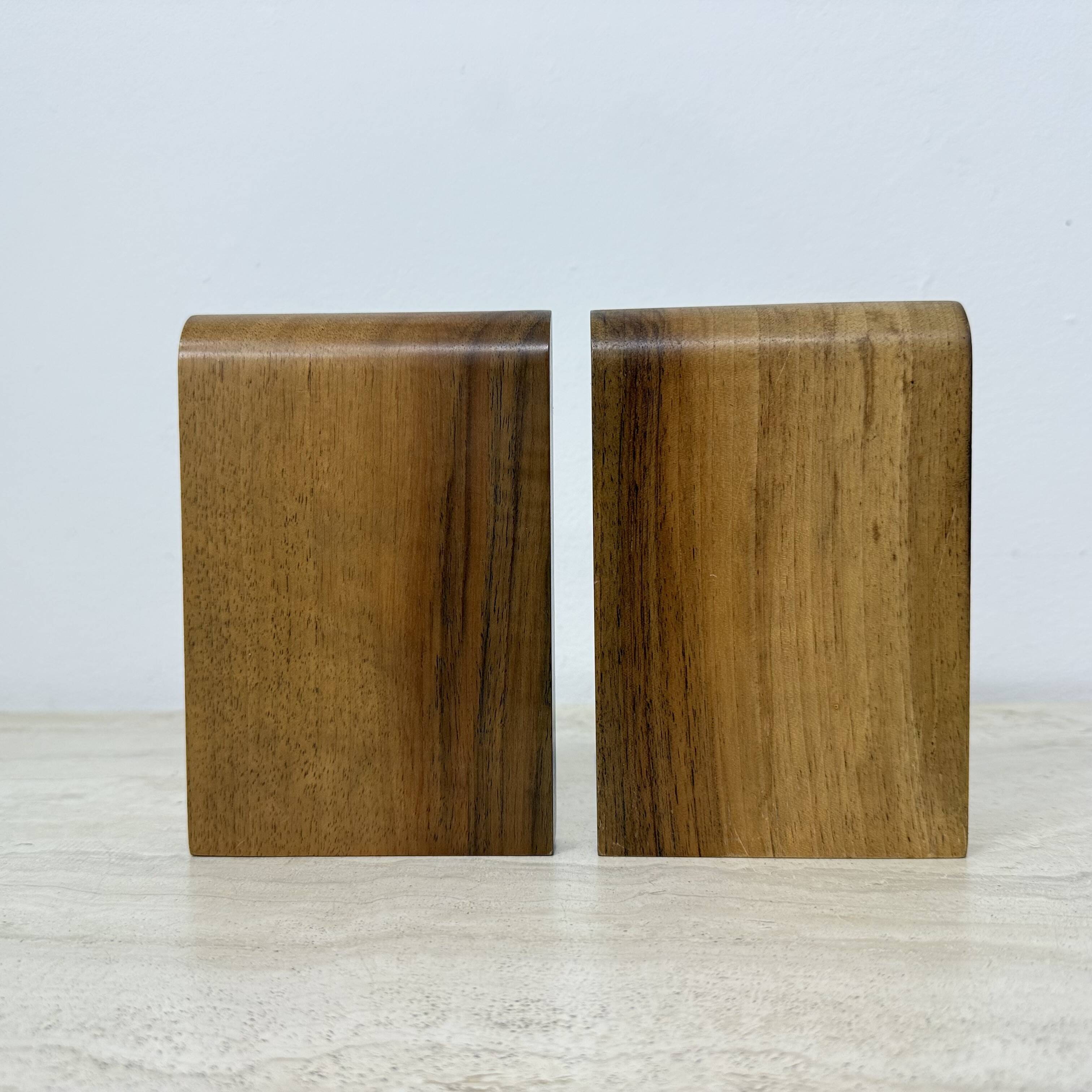 Vintage pair of wood bookends , 1970s