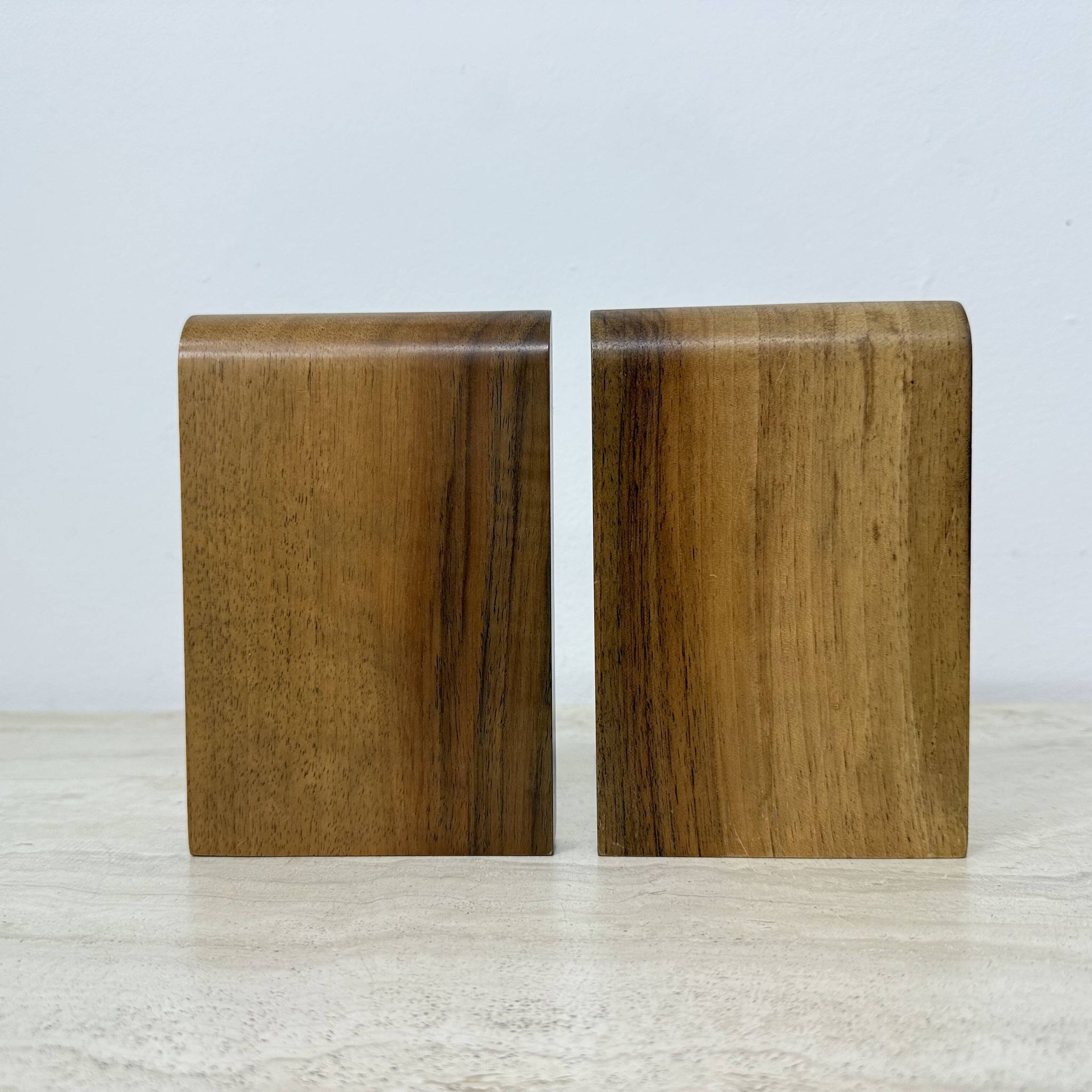 Paire de serre-livres en bois vintage, années 1970