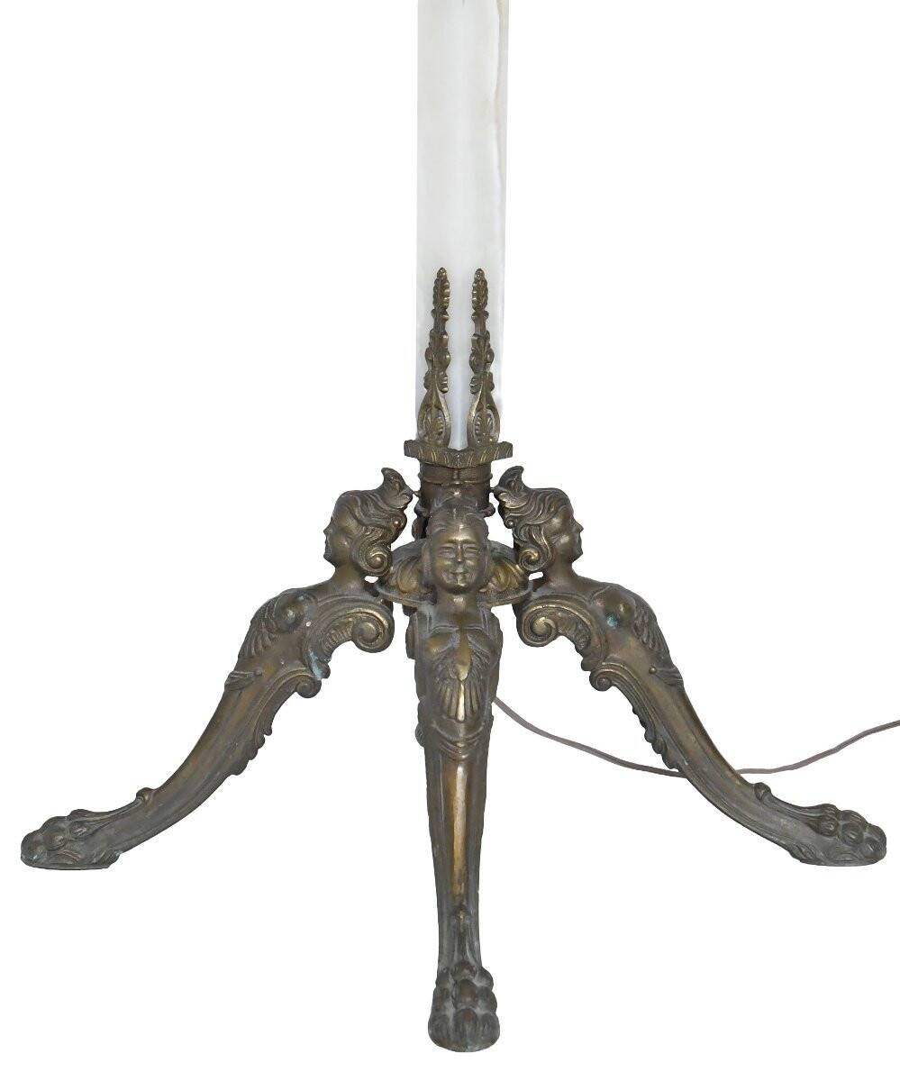 Onyx, bronze and gilded brass floor lamp